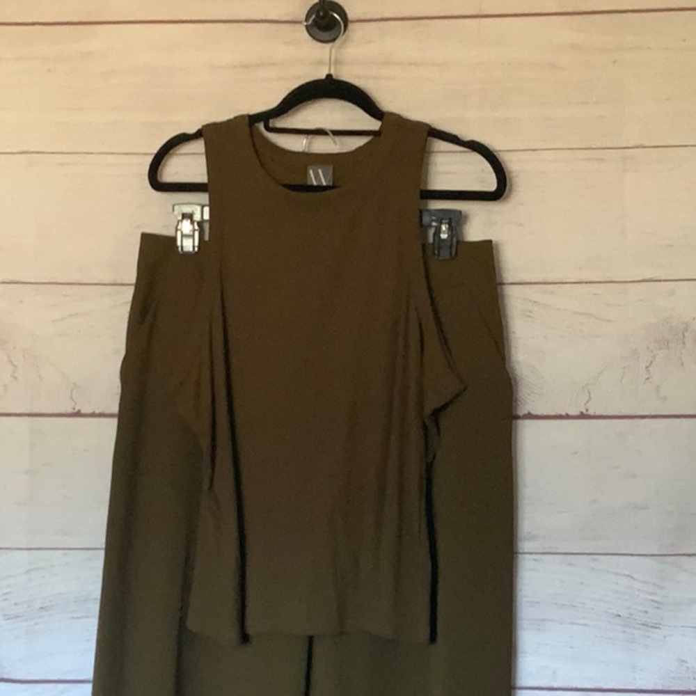 Worthington wide leg pants with matching ribbed tank.